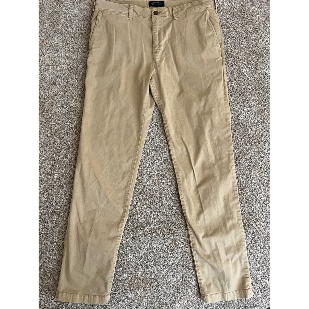 American Eagle Mens Pants 36x36 Khaki Slim Straight Extreme Flex Tan Casual Prep